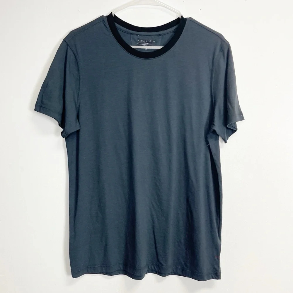 NEW Daniel Buchler TShirt Mens Size Small Blue Gray with Black Trim NWOT